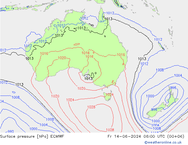 приземное давление ECMWF пт 14.06.2024 06 UTC