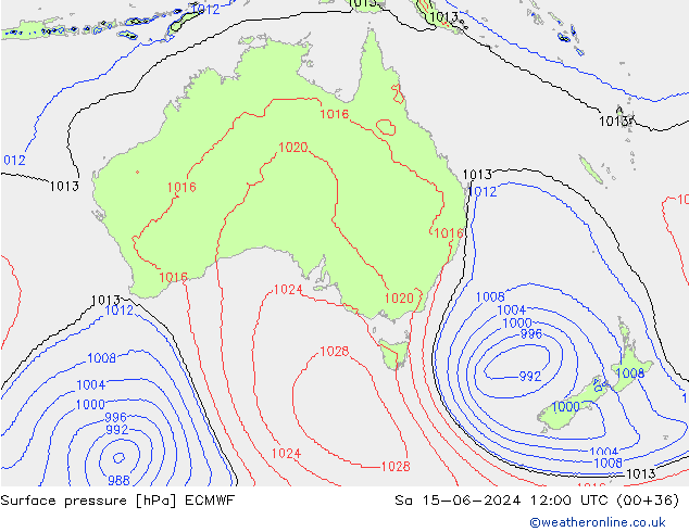 приземное давление ECMWF сб 15.06.2024 12 UTC