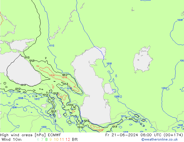 High wind areas ECMWF Sex 21.06.2024 06 UTC