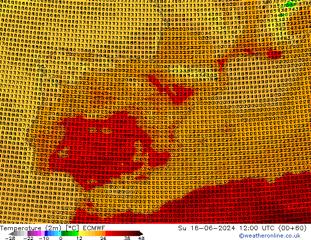 Sıcaklık Haritası (2m) ECMWF Paz 16.06.2024 12 UTC