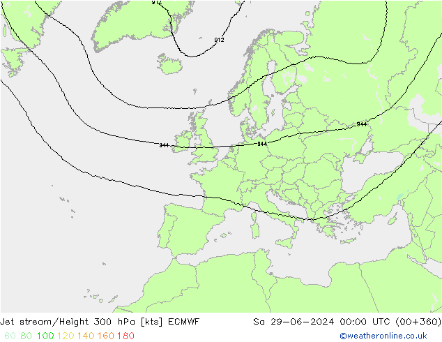 Straalstroom ECMWF za 29.06.2024 00 UTC
