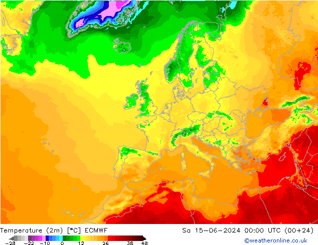 Temperatura (2m) ECMWF sáb 15.06.2024 00 UTC
