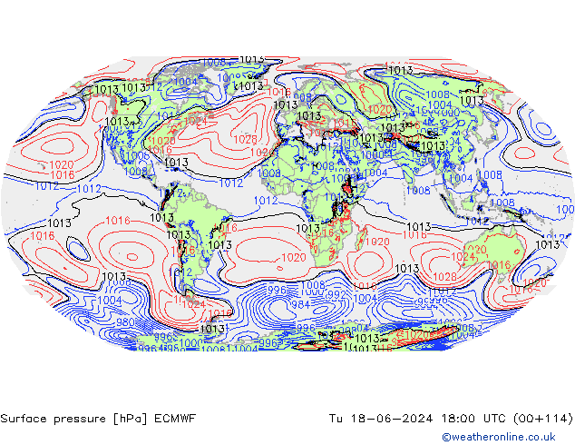 Pressione al suolo ECMWF mar 18.06.2024 18 UTC