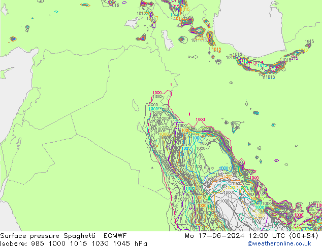 приземное давление Spaghetti ECMWF пн 17.06.2024 12 UTC