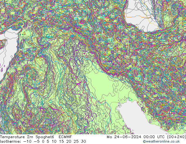 mapa temperatury 2m Spaghetti ECMWF pon. 24.06.2024 00 UTC