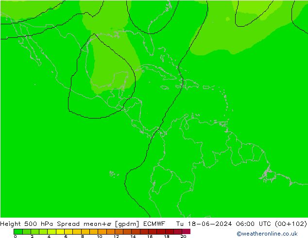 Height 500 hPa Spread ECMWF Út 18.06.2024 06 UTC