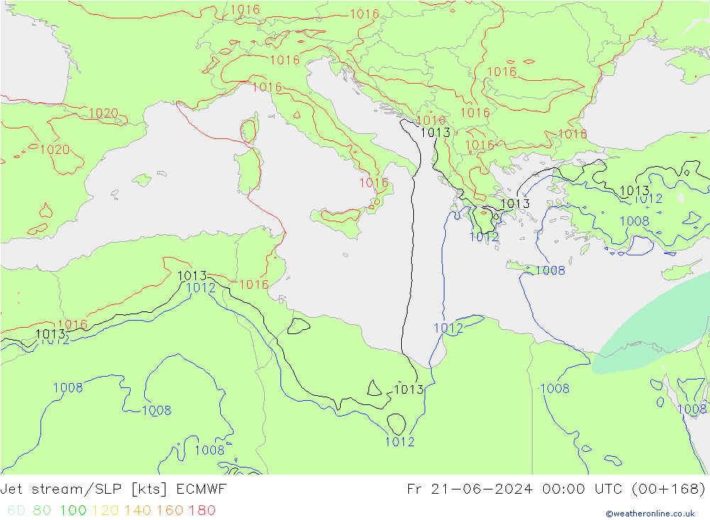 Jet stream/SLP ECMWF Fr 21.06.2024 00 UTC