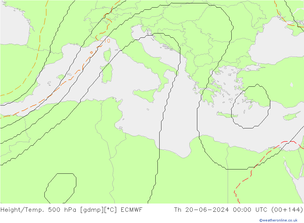 Height/Temp. 500 гПа ECMWF чт 20.06.2024 00 UTC