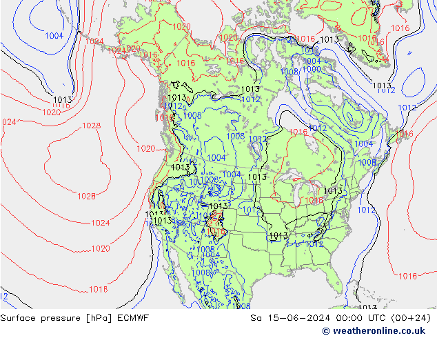pressão do solo ECMWF Sáb 15.06.2024 00 UTC