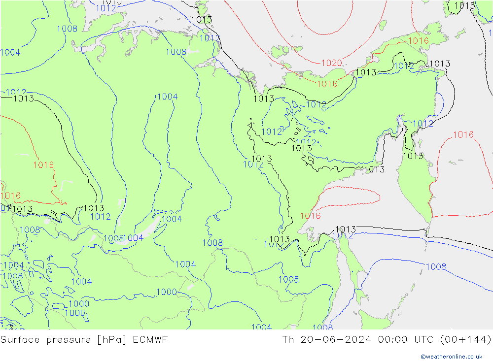 приземное давление ECMWF чт 20.06.2024 00 UTC
