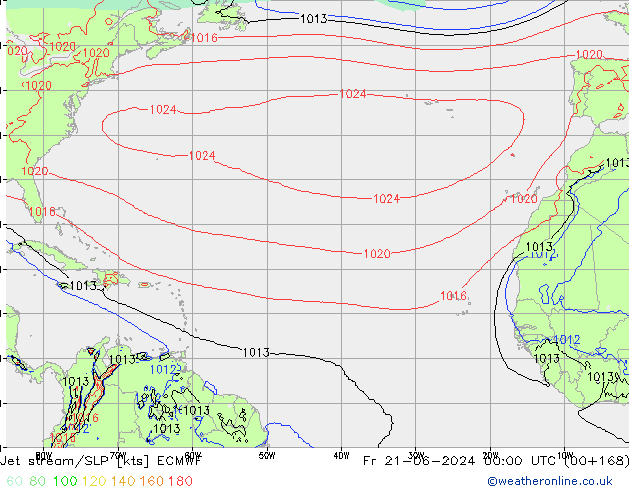 Jet stream/SLP ECMWF Fr 21.06.2024 00 UTC