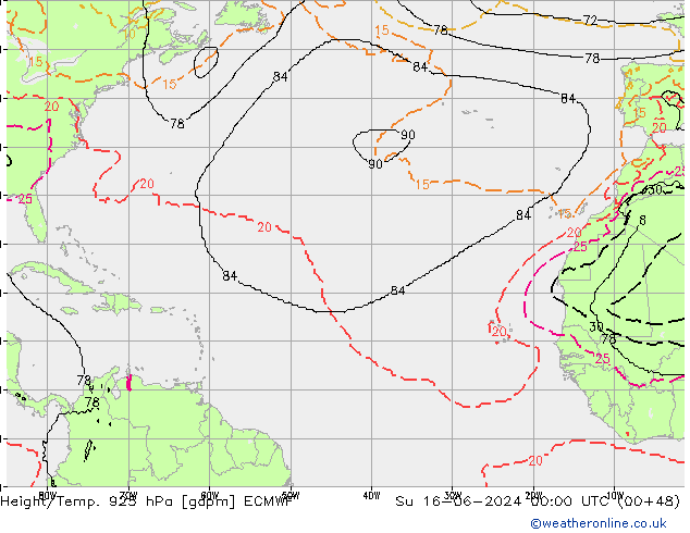 Height/Temp. 925 гПа ECMWF Вс 16.06.2024 00 UTC
