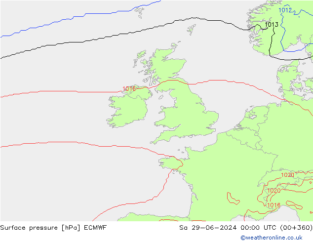 Surface pressure ECMWF Sa 29.06.2024 00 UTC