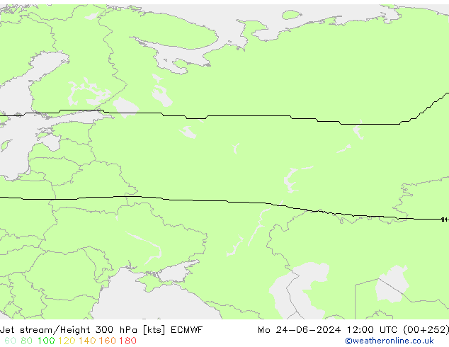 Jet stream/Height 300 hPa ECMWF Mo 24.06.2024 12 UTC