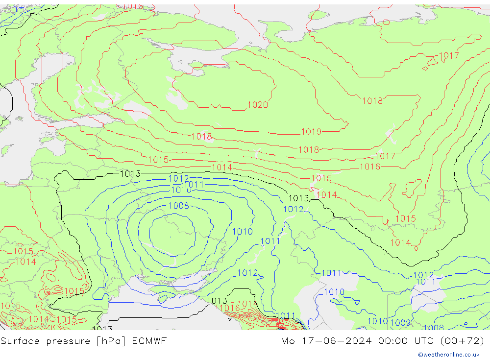 ciśnienie ECMWF pon. 17.06.2024 00 UTC