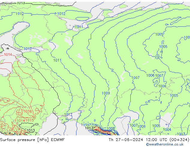 Luchtdruk (Grond) ECMWF do 27.06.2024 12 UTC
