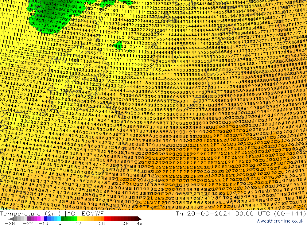 Temperature (2m) ECMWF Th 20.06.2024 00 UTC