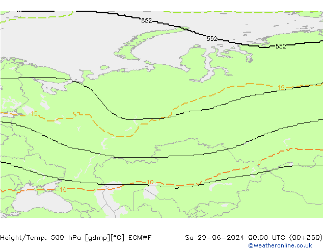 Height/Temp. 500 hPa ECMWF Sa 29.06.2024 00 UTC