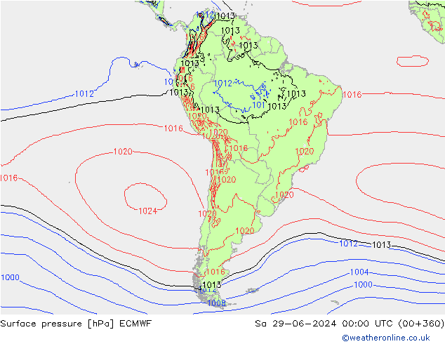 Bodendruck ECMWF Sa 29.06.2024 00 UTC