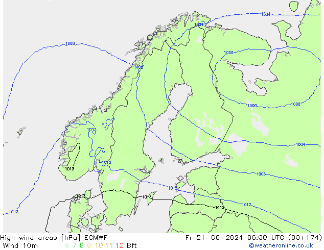 yüksek rüzgarlı alanlar ECMWF Cu 21.06.2024 06 UTC