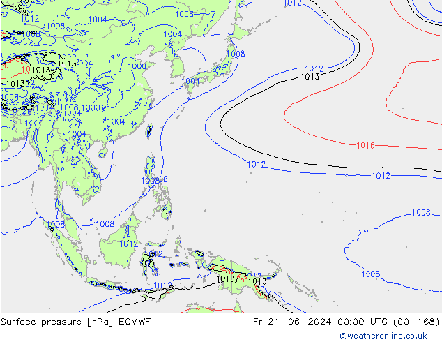 приземное давление ECMWF пт 21.06.2024 00 UTC