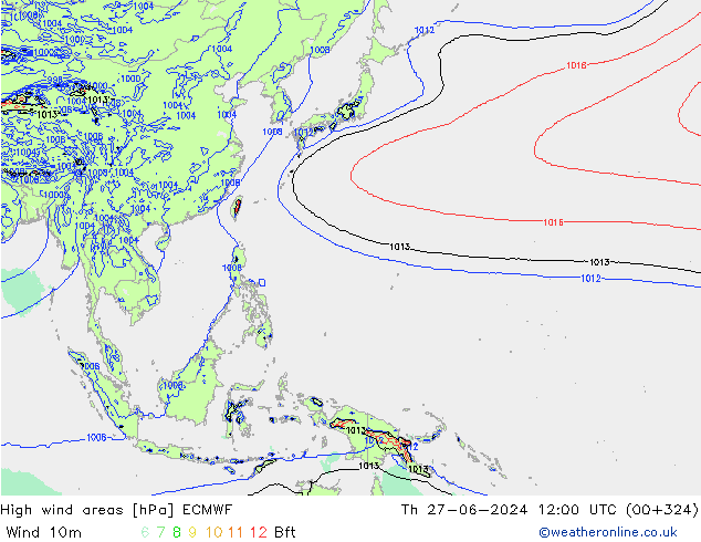High wind areas ECMWF Th 27.06.2024 12 UTC