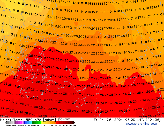 Height/Temp. 850 hPa ECMWF  14.06.2024 06 UTC