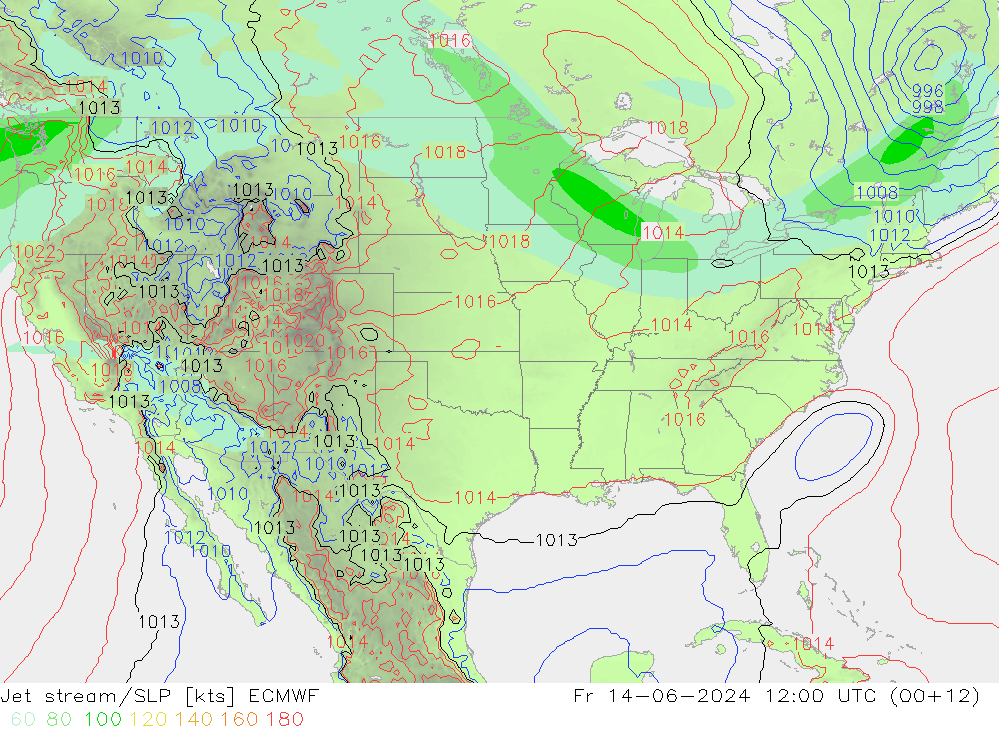 Corriente en chorro ECMWF vie 14.06.2024 12 UTC