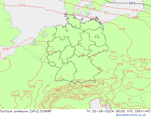 pressão do solo ECMWF Qui 20.06.2024 06 UTC