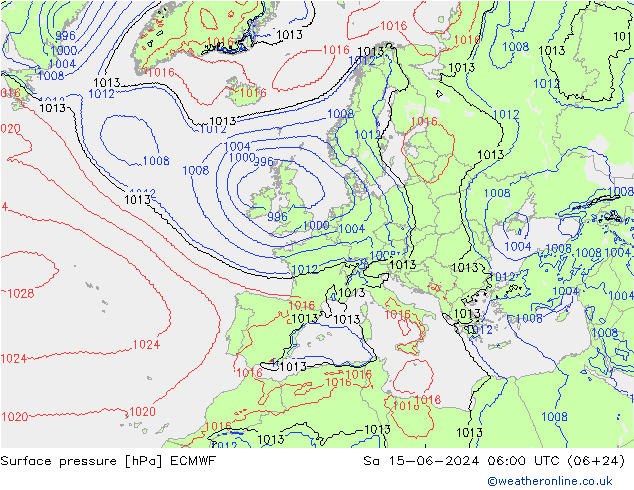 ciśnienie ECMWF so. 15.06.2024 06 UTC