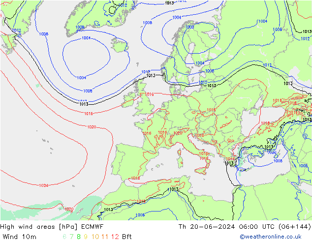 High wind areas ECMWF gio 20.06.2024 06 UTC