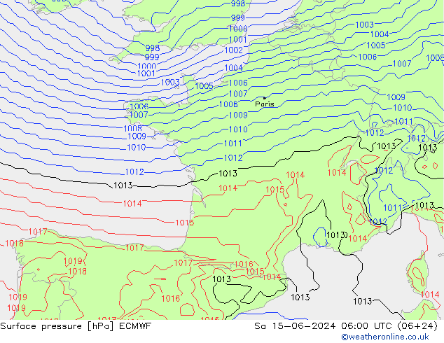 pression de l'air ECMWF sam 15.06.2024 06 UTC