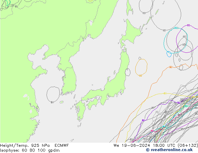 Hoogte/Temp. 925 hPa ECMWF wo 19.06.2024 18 UTC