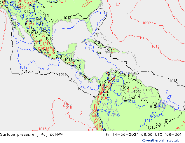 Pressione al suolo ECMWF ven 14.06.2024 06 UTC
