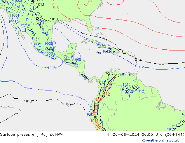 приземное давление ECMWF чт 20.06.2024 06 UTC