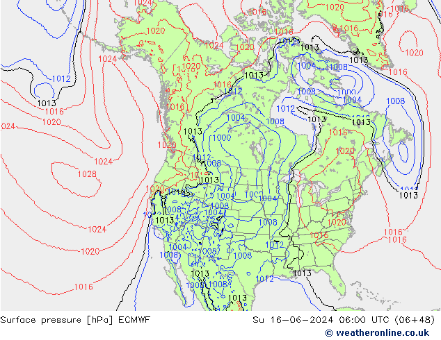 pression de l'air ECMWF dim 16.06.2024 06 UTC