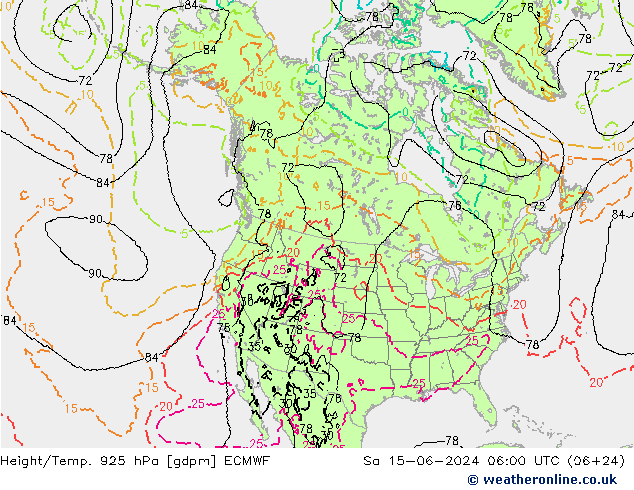 Height/Temp. 925 hPa ECMWF so. 15.06.2024 06 UTC