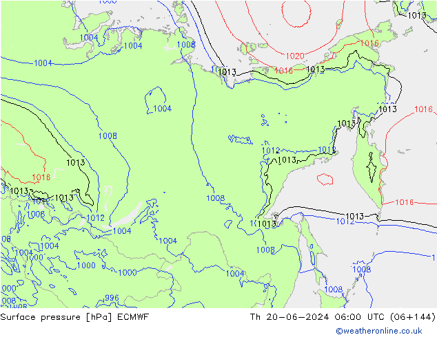Surface pressure ECMWF Th 20.06.2024 06 UTC