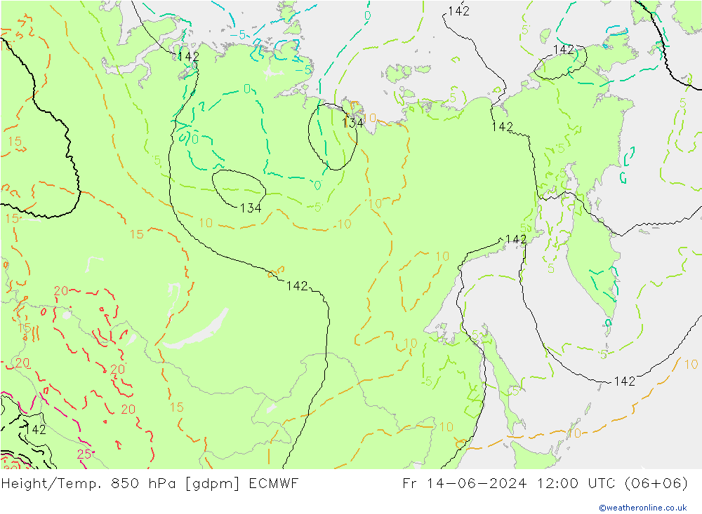 Yükseklik/Sıc. 850 hPa ECMWF Cu 14.06.2024 12 UTC