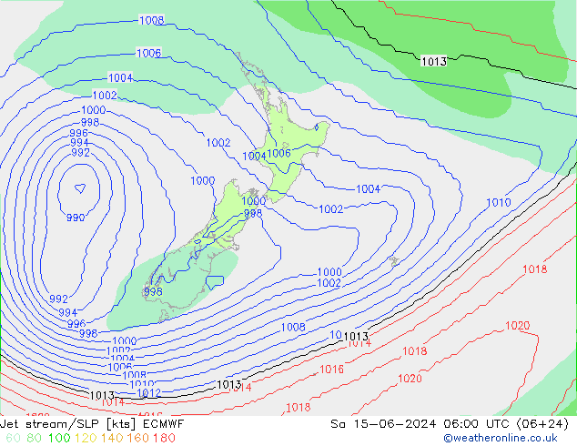 Corriente en chorro ECMWF sáb 15.06.2024 06 UTC