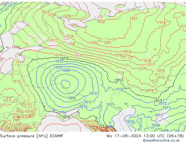 приземное давление ECMWF пн 17.06.2024 12 UTC