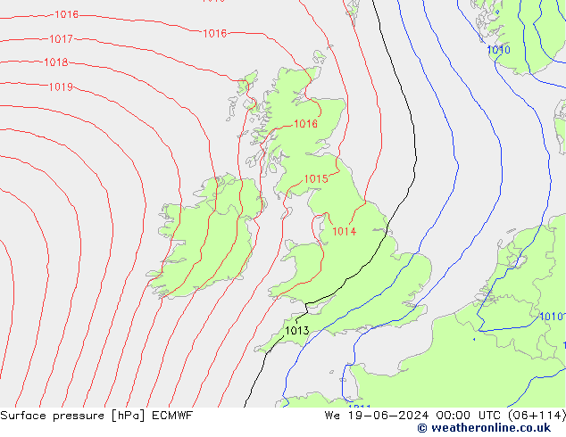 pression de l'air ECMWF mer 19.06.2024 00 UTC