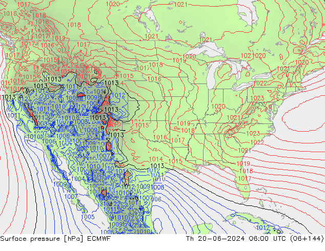 Atmosférický tlak ECMWF Čt 20.06.2024 06 UTC