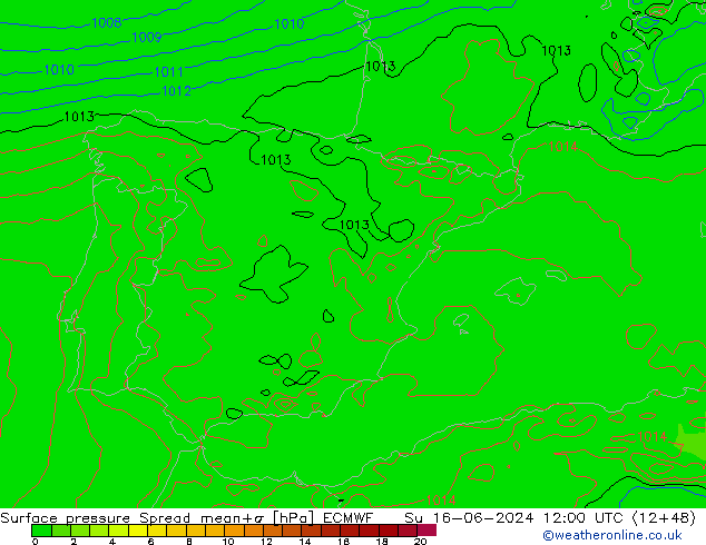 Bodendruck Spread ECMWF So 16.06.2024 12 UTC