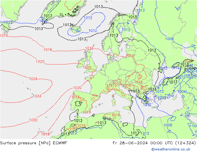 приземное давление ECMWF пт 28.06.2024 00 UTC