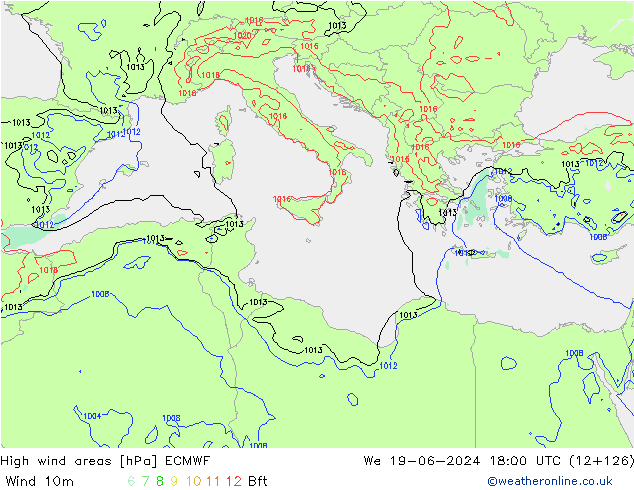 Windvelden ECMWF wo 19.06.2024 18 UTC