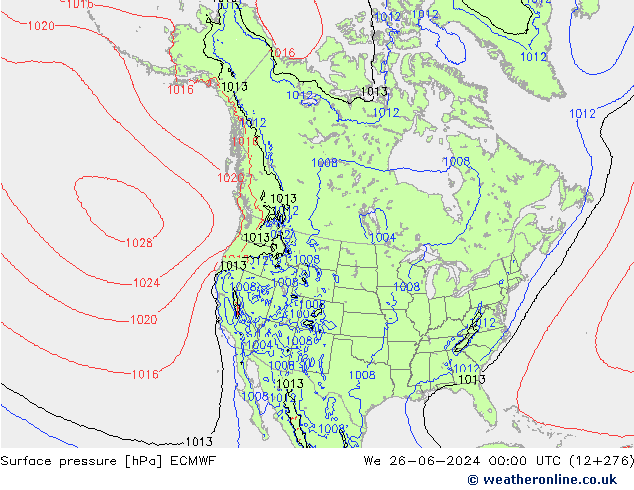 Surface pressure ECMWF We 26.06.2024 00 UTC