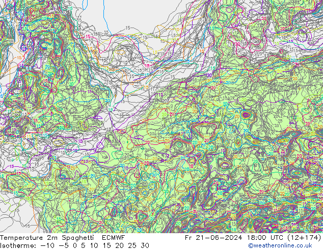 Temperaturkarte Spaghetti ECMWF Fr 21.06.2024 18 UTC