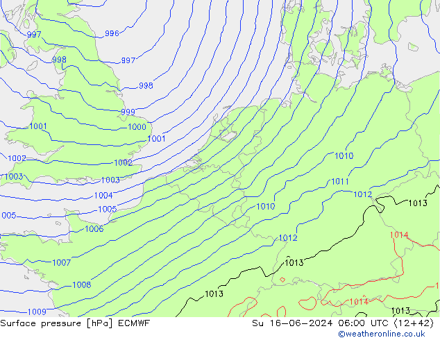 pression de l'air ECMWF dim 16.06.2024 06 UTC