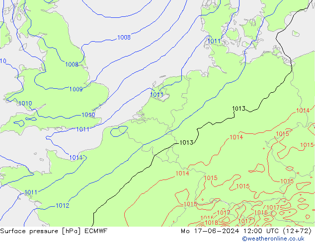 Surface pressure ECMWF Mo 17.06.2024 12 UTC